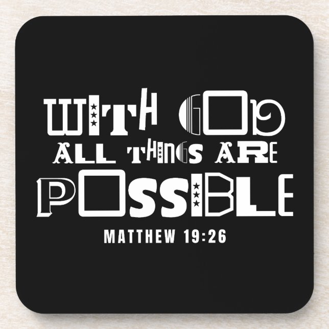 Inspirational Bible Quote With God All Things Coaster (Front)