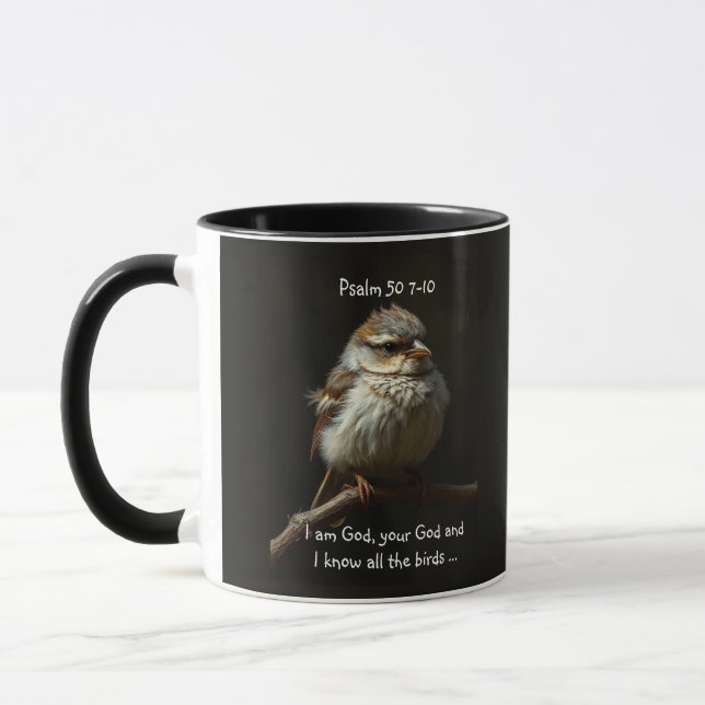 Inspirational Bible Scripture Quote Psalm Bird Mug (Left)