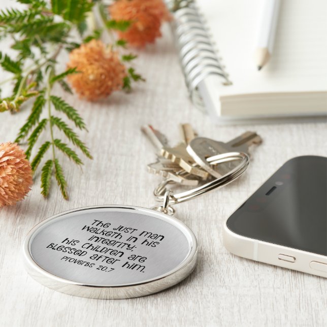 Inspirational Bible Verse (about Men) Christian Key Ring (Side)