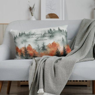 Inspirational Bible Verse Colossians 3:15 Nature  Lumbar Cushion