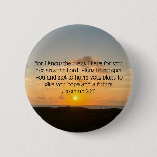 Inspirational Bible Verse Jeremiah 29:11 Sunrise 6 Cm Round Badge