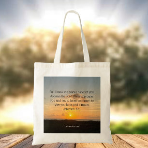 Inspirational Bible Verse Jeremiah 29:11 Sunset Tote Bag