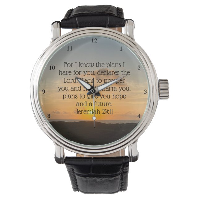 Inspirational Bible Verse Jeremiah 29:11 Sunset Watch (Front)