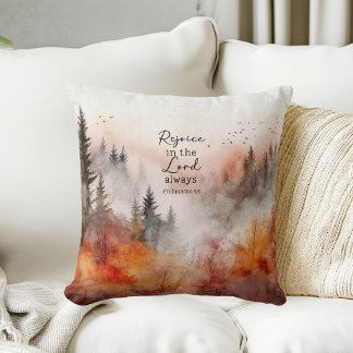 Inspirational Bible Verse Philippians 4:4 Nature  Cushion