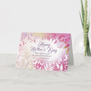 Inspirational Bible Verse Pink Floral Mother's Day Card