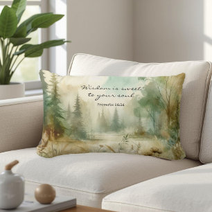 Inspirational Bible Verse Proverbs 24:14 Nature Lumbar Cushion