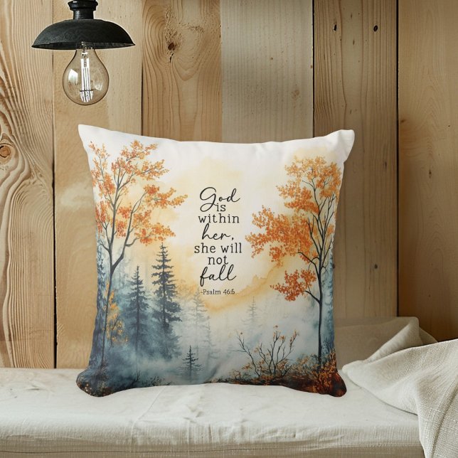 Inspirational Bible Verse Psalm 46:5 Autumn Pillow (Creator Uploaded)
