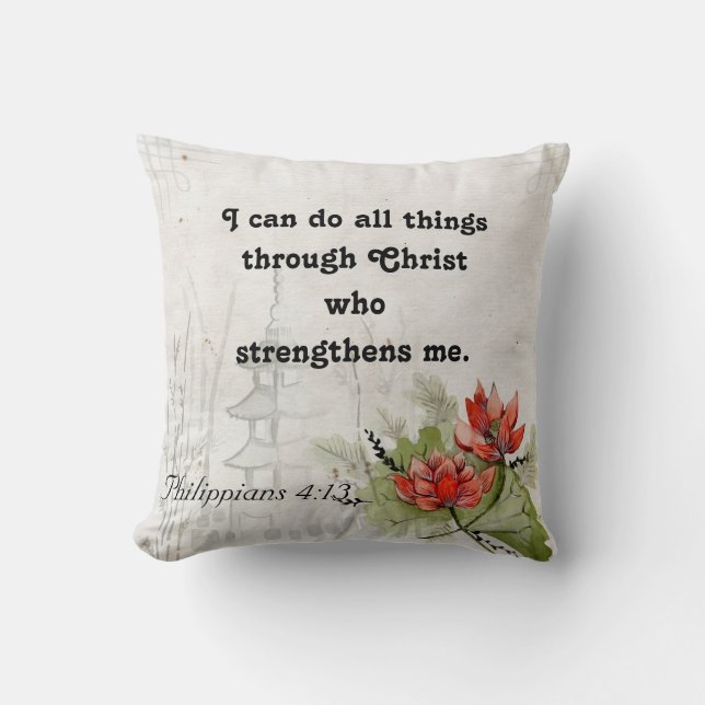 Inspirational Bible Verse Scripture Throw Pillow (Front)