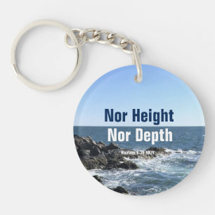 Inspirational Bible Verse Waves of the Sea Blue Key Ring