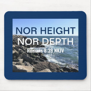 Inspirational Bible Verse Waves of the Sea Blue Mouse Pad