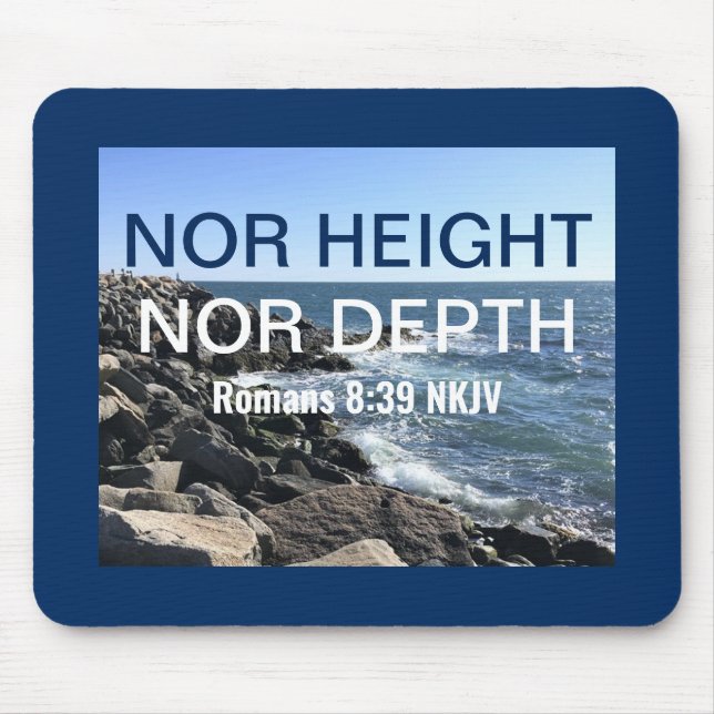 Inspirational Bible Verse Waves of the Sea Blue Mouse Pad (Front)