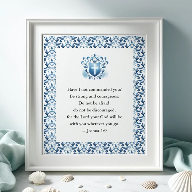 Inspirational Bible Verses Poster (Bible verse inspirational poster in shades of blue)