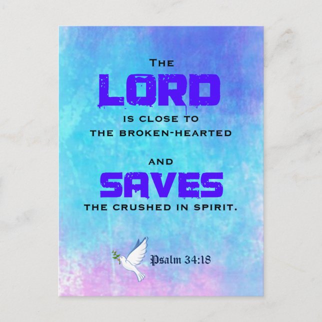 Inspirational Biblical Quote Psalm 34:18 Postcard (Front)