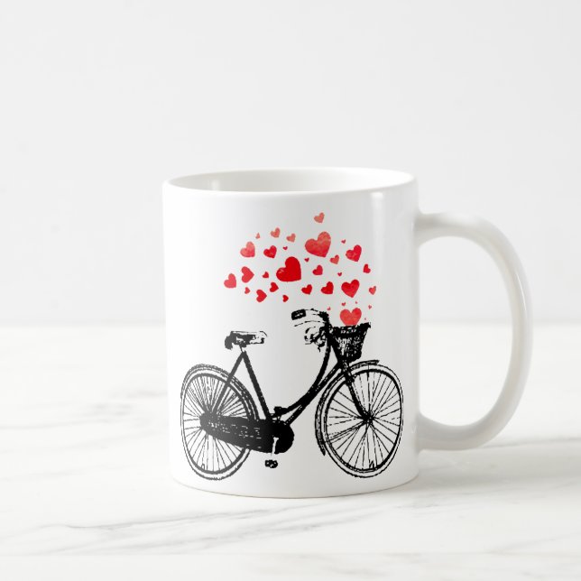 Inspirational Bike with Love Hearts Vintage Coffee Mug (Right)