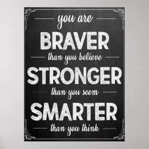 Inspirational Black and White Chalkboard Poster