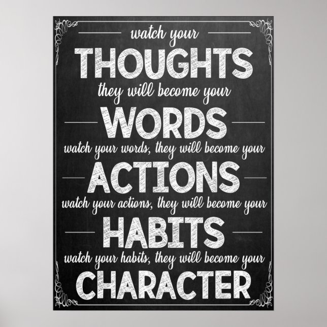 Inspirational Black and White Classroom Poster (Front)