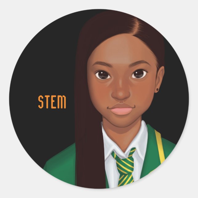Inspirational  black schoolgirl STEM Classic Round Sticker (Front)