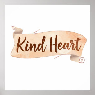 Inspirational Boho Graphic: Kind Heart Minimalist  Poster