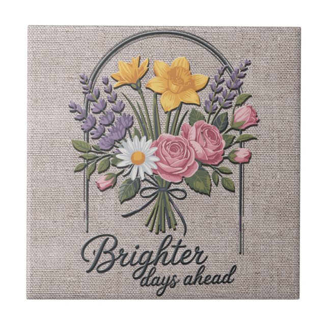 Inspirational Brighter Days Head Quote/Sublimation Ceramic Tile (Front)
