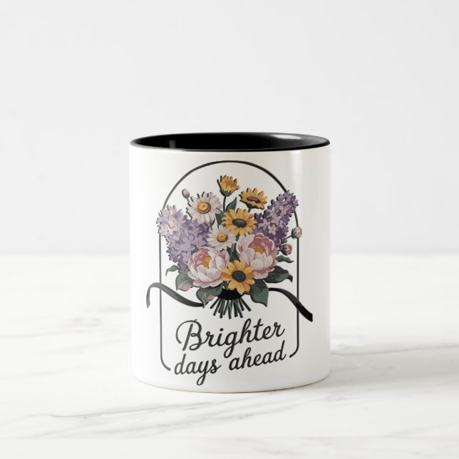 Inspirational Brighter Days Head Quote/Sublimation Two-Tone Coffee Mug (Center)