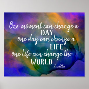 inspirational Buddha quote blue and purple bold Poster