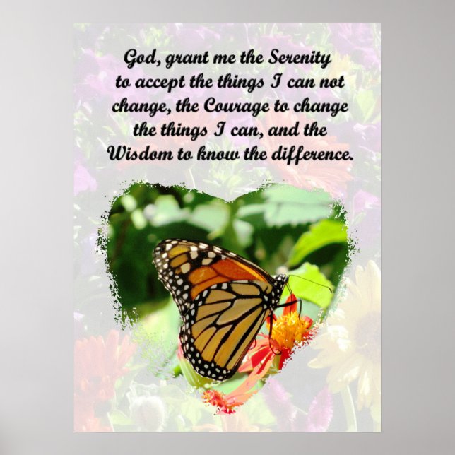 INSPIRATIONAL BUTTERFLY AND FLORAL SERENITY PRAYER POSTER (Front)