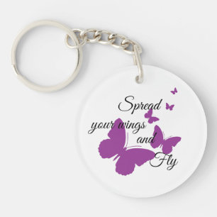 Inspirational Butterfly Custom Message Key Ring