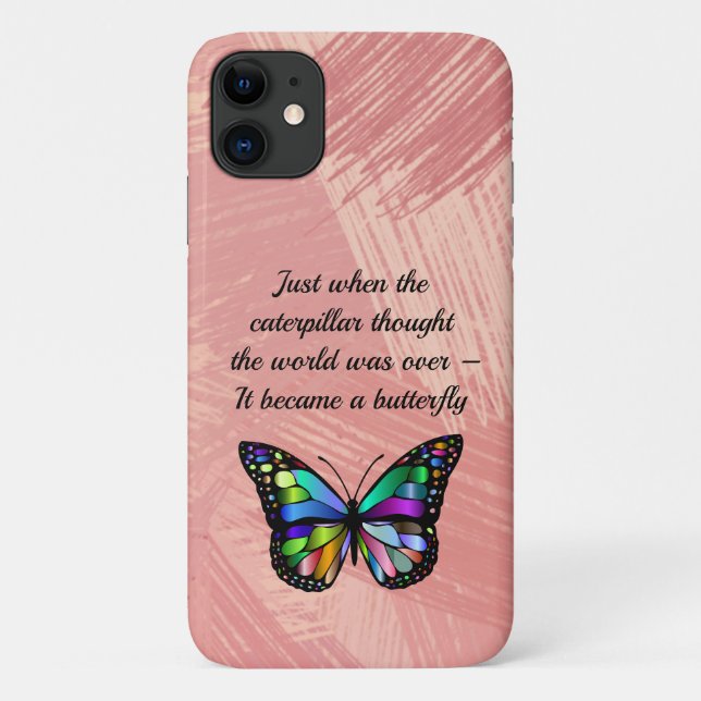 Inspirational Butterfly Quote Elegant Hopeful Case-Mate iPhone Case (Back)