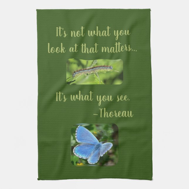Inspirational Butterfly Thoreau Quote Tea Towel (Vertical)