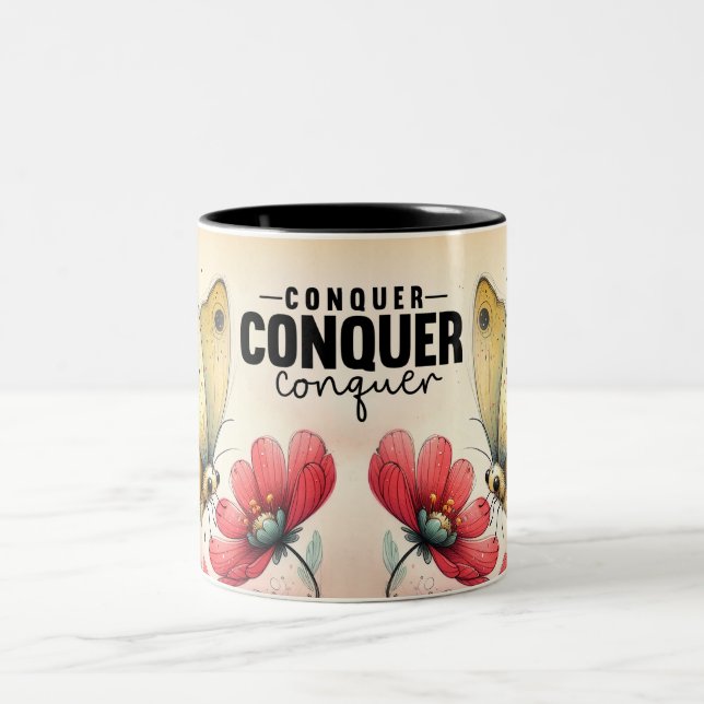 Inspirational Butterfly Wrap Two-Tone Coffee Mug (Center)