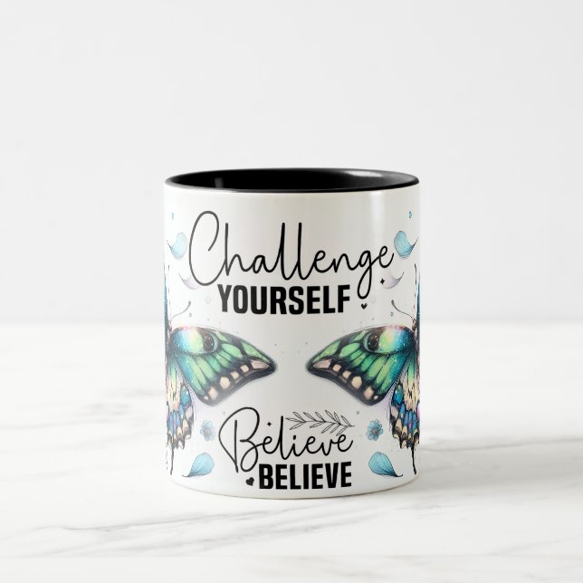 Inspirational Butterfly Wrap Two-Tone Coffee Mug (Center)