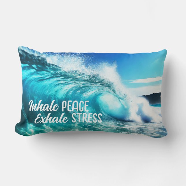 Inspirational Calming Ocean Wave Lumbar Cushion (Front)