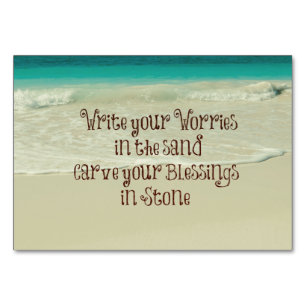 Inspirational Carve your Blessings in Stone Quote Table Number