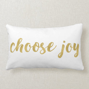 Inspirational Choose Joy In Gold Decorative Lumbar Cushion