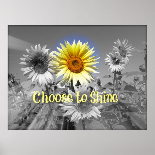 Inspirational Choose to Shine Quote with Sunflower Poster (Front)