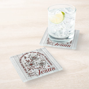 Inspirational Christian Bible Verse Glass Coaster