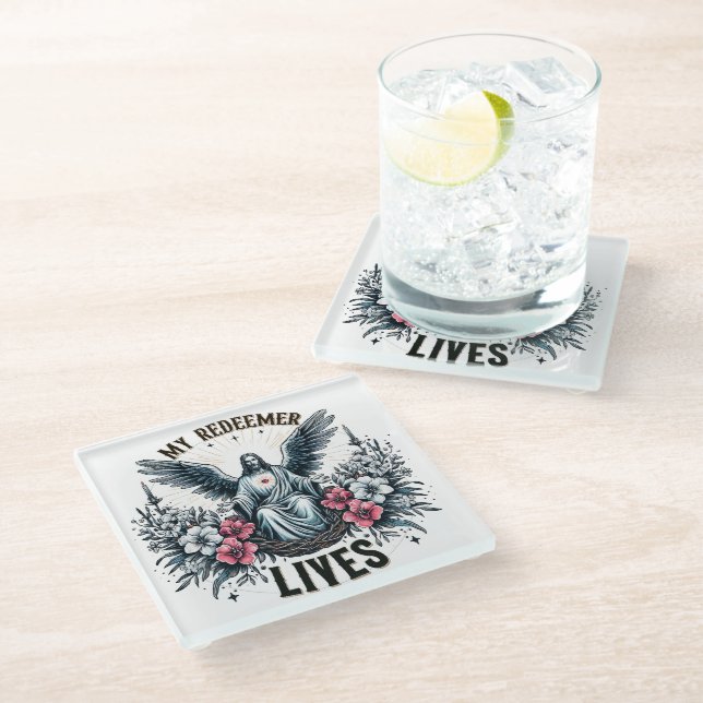 Inspirational Christian Bible Verse///Scripture Glass Coaster (Angled)
