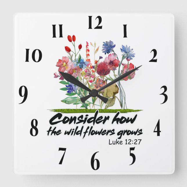Inspirational Christian Bible Verse Square Wall Clock (Front)