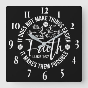 Inspirational Christian Bible Verse Square Wall Clock