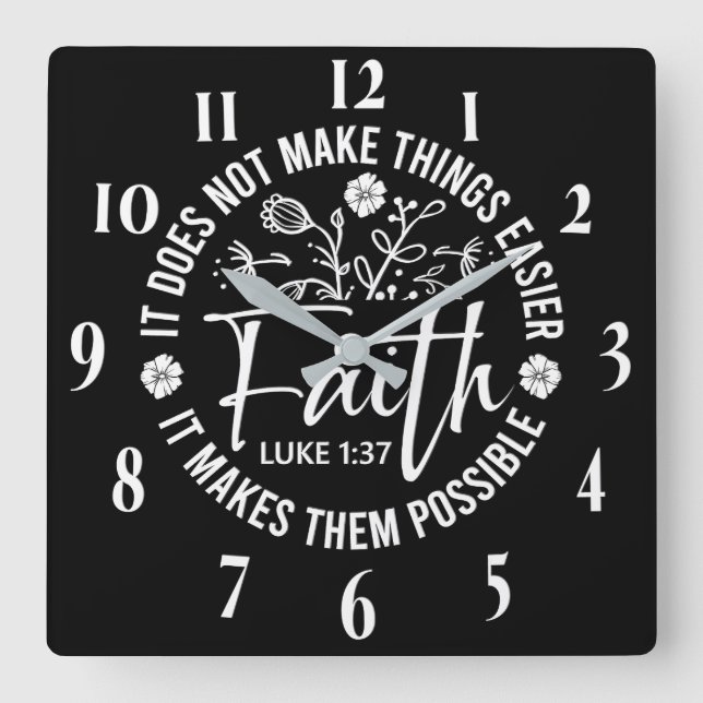 Inspirational Christian Bible Verse Square Wall Clock (Front)
