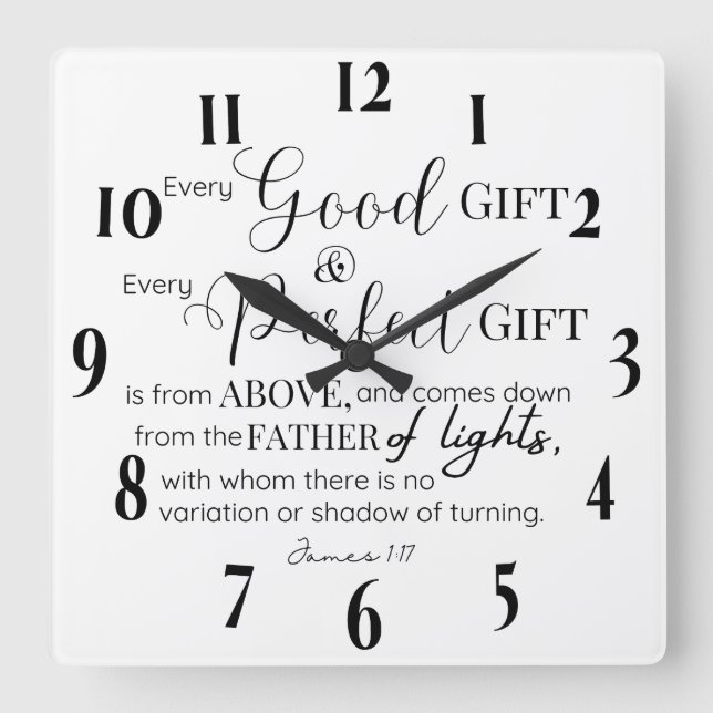 Inspirational Christian Bible Verse Square Wall Clock (Front)