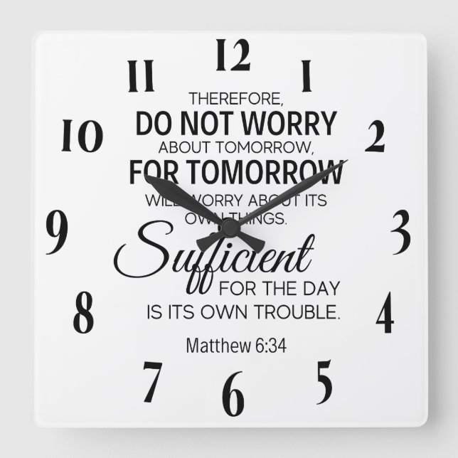Inspirational Christian Bible Verse Square Wall Clock (Front)