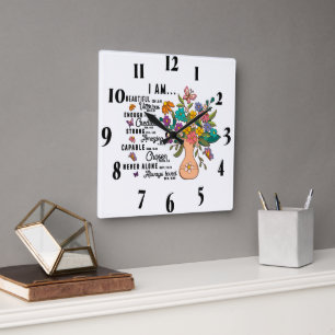 Inspirational Christian Bible Verse Square Wall Clock