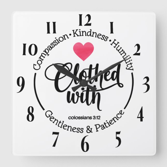 Inspirational Christian Bible Verse Square Wall Clock (Front)