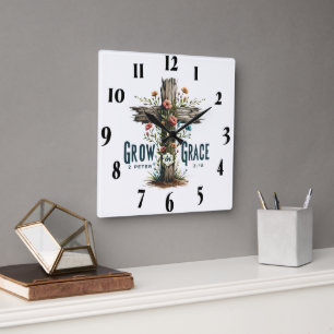 Inspirational Christian Bible Verse Square Wall Clock