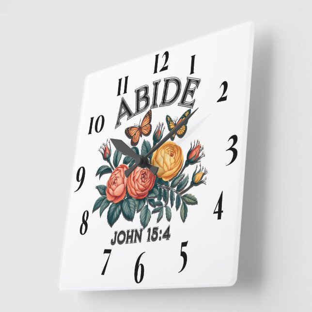 Inspirational Christian Bible Verse Square Wall Clock (Angle)