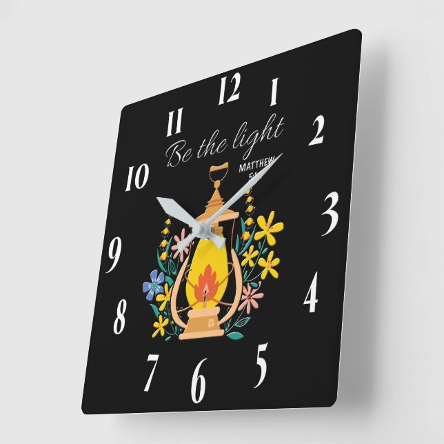 Inspirational Christian Bible Verse Square Wall Clock (Angle)