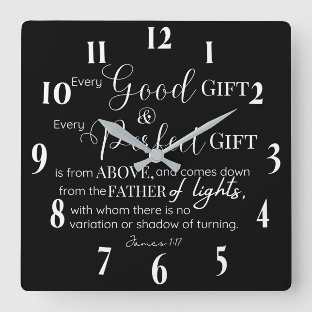 Inspirational Christian Bible Verse Square Wall Clock (Front)