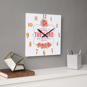 Inspirational Christian Bible Verse Square Wall Clock