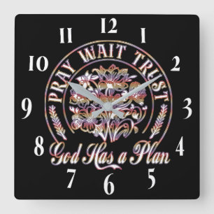 Inspirational Christian Bible Verse Square Wall Clock